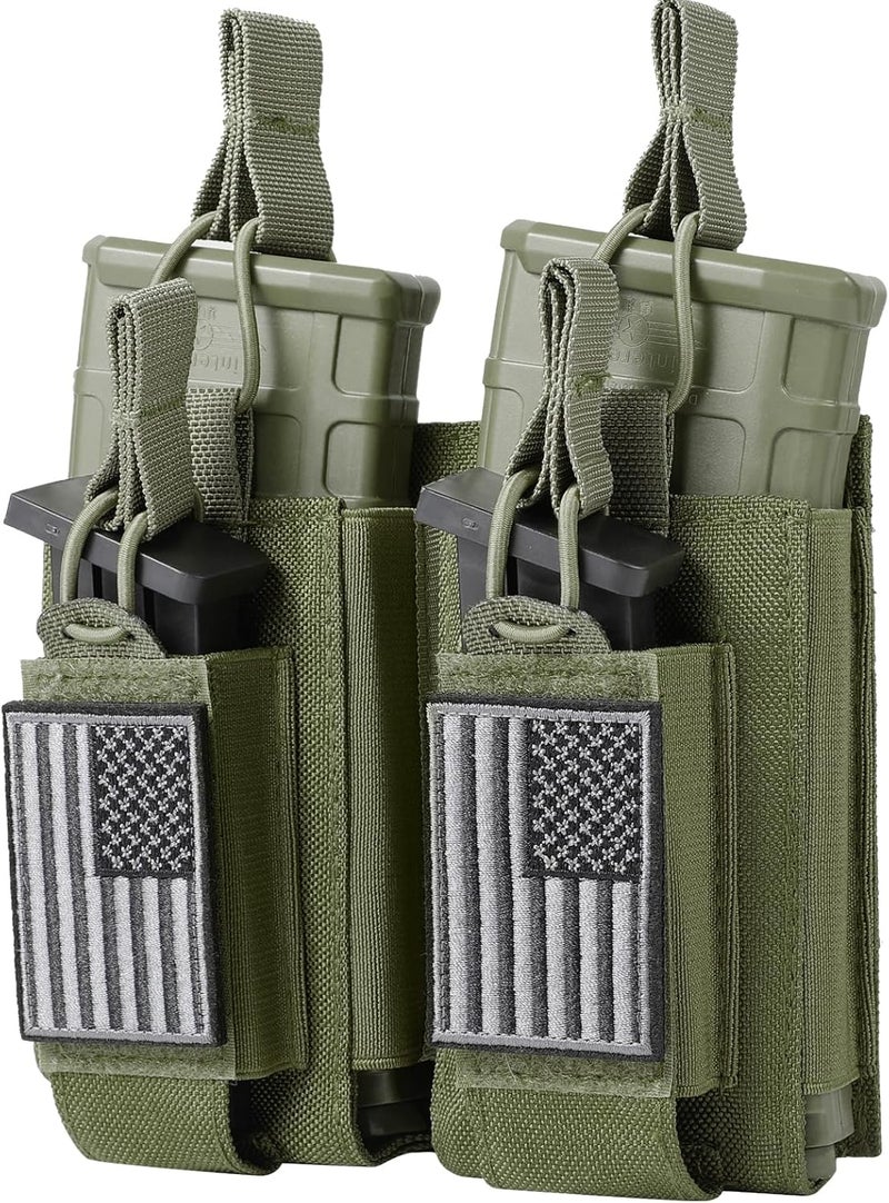 FRTKK حقيبة مجلات مولي مفتوحة من الأعلى مفردة/مزدوجة/ثلاثية لـ 5.56 مم M4 M16 AK AR Glock M1911 9 مم مع شارة علم الولايات المتحدة - Image 1